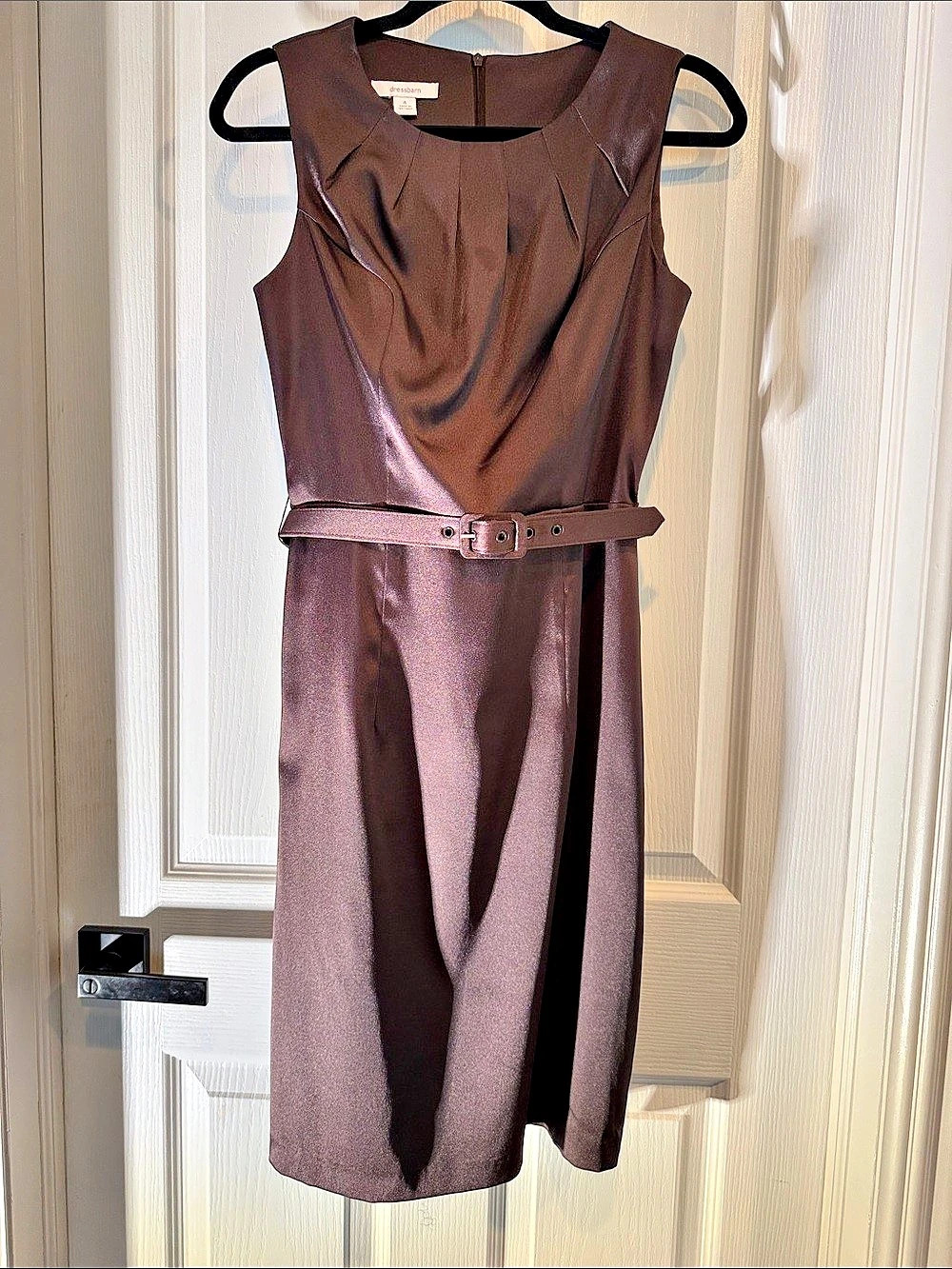 dressbarn Sleeveless Belted Midi Dress in Brown Size 4 Like New